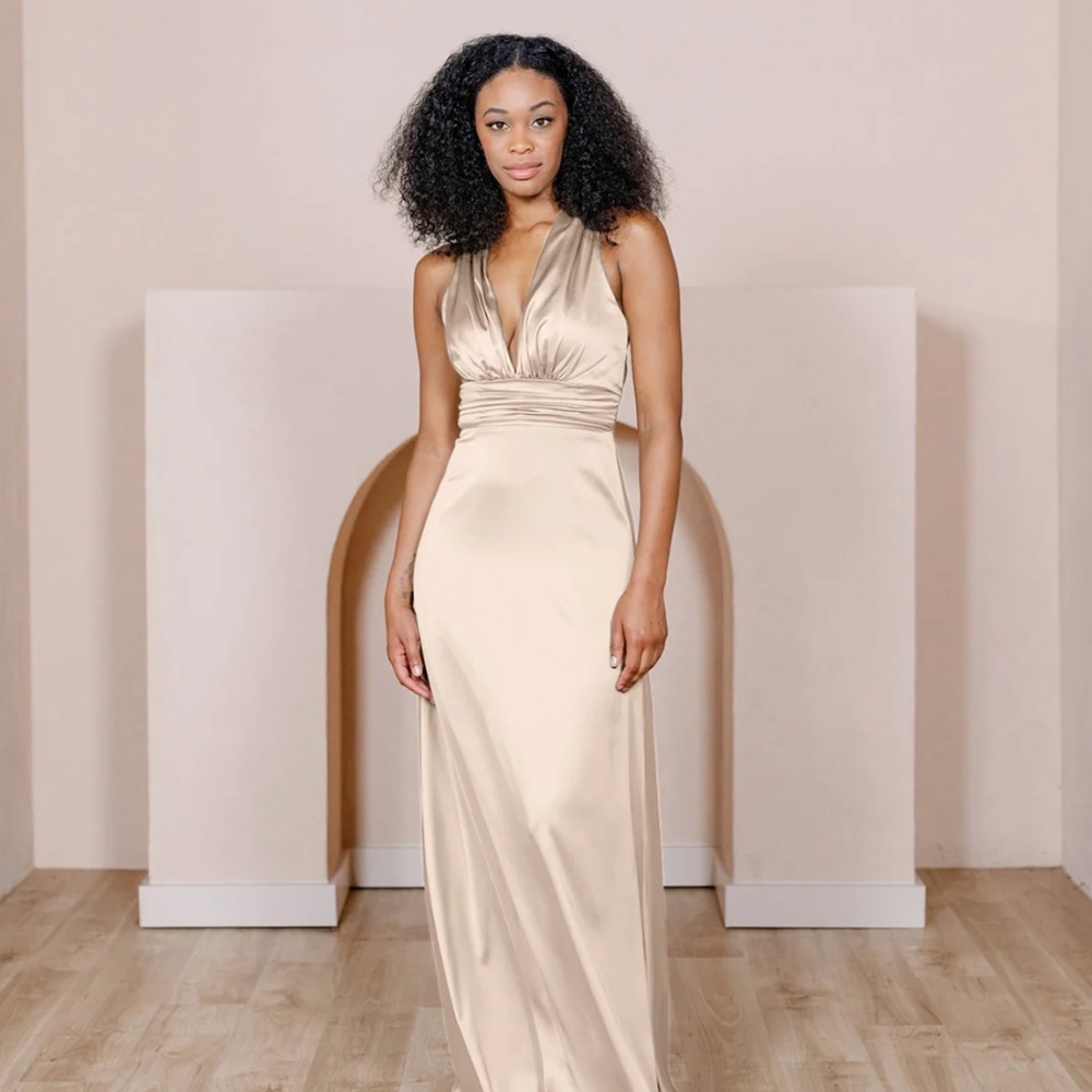 Revelry Dylan Satin Dress Gold Champagne